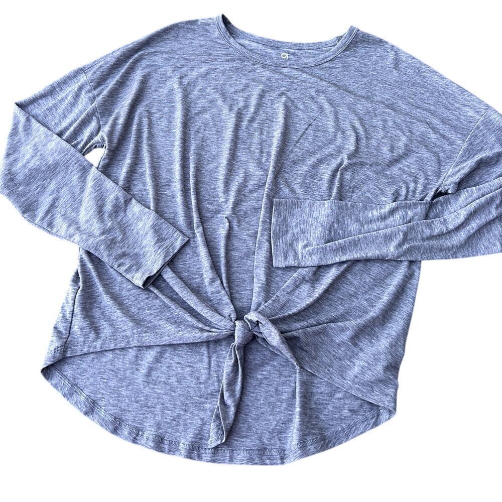 Gap, Gap Fit Breath gray tie front long sleeve activewear top, women's S